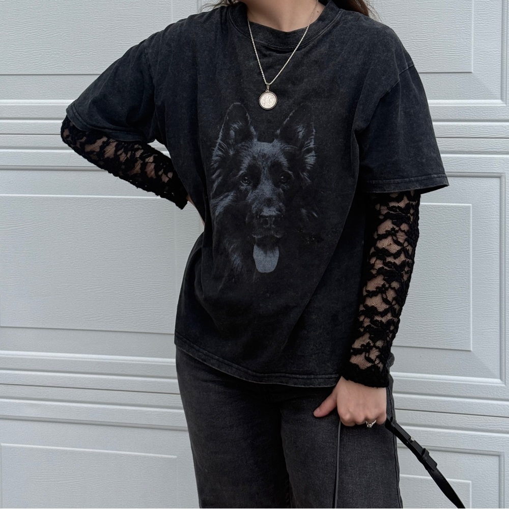 Black Lace Long Sleeve Crop Top